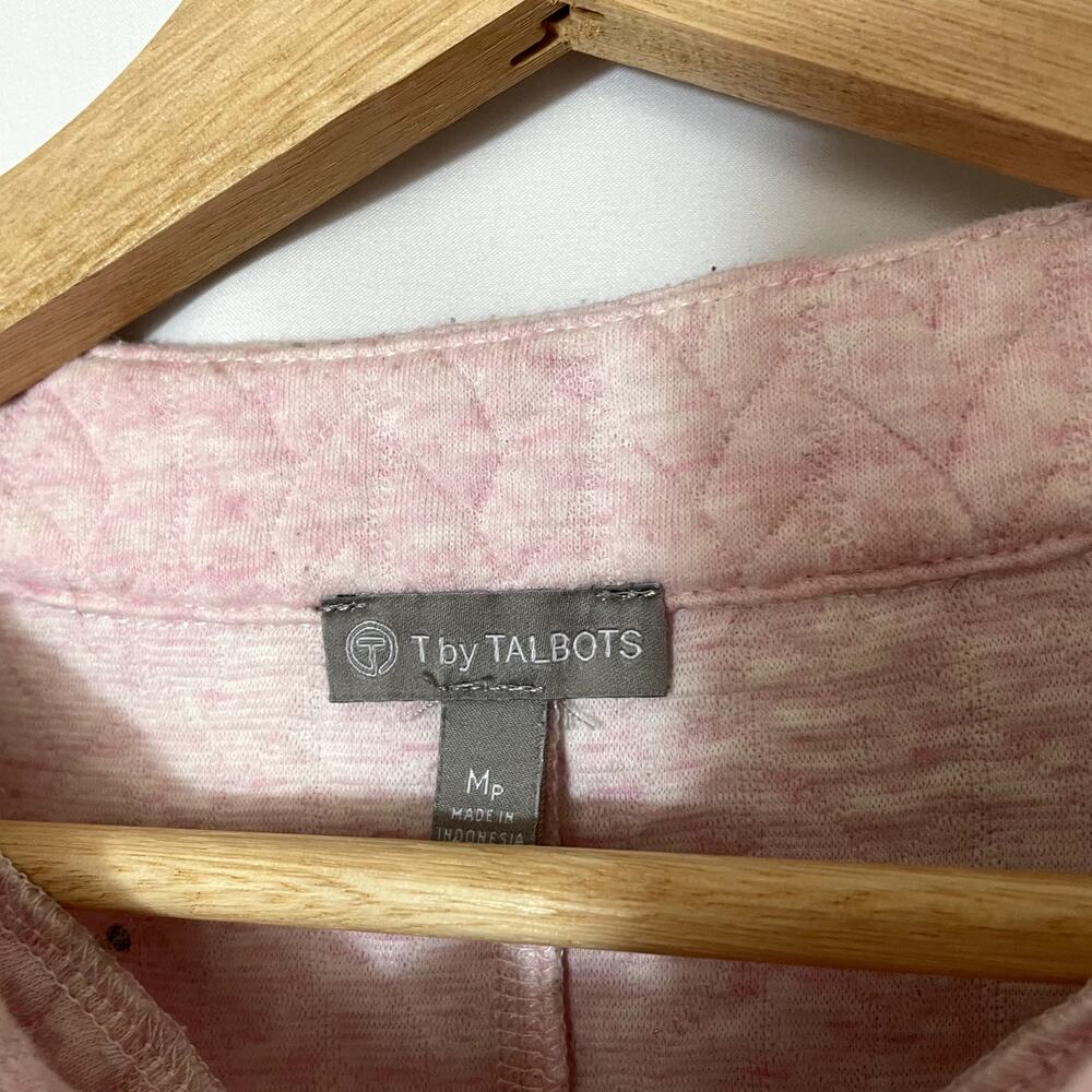 T by Talbots pink quilted boat neck sweater women's size MP casual warm top - Picture 3 of 8